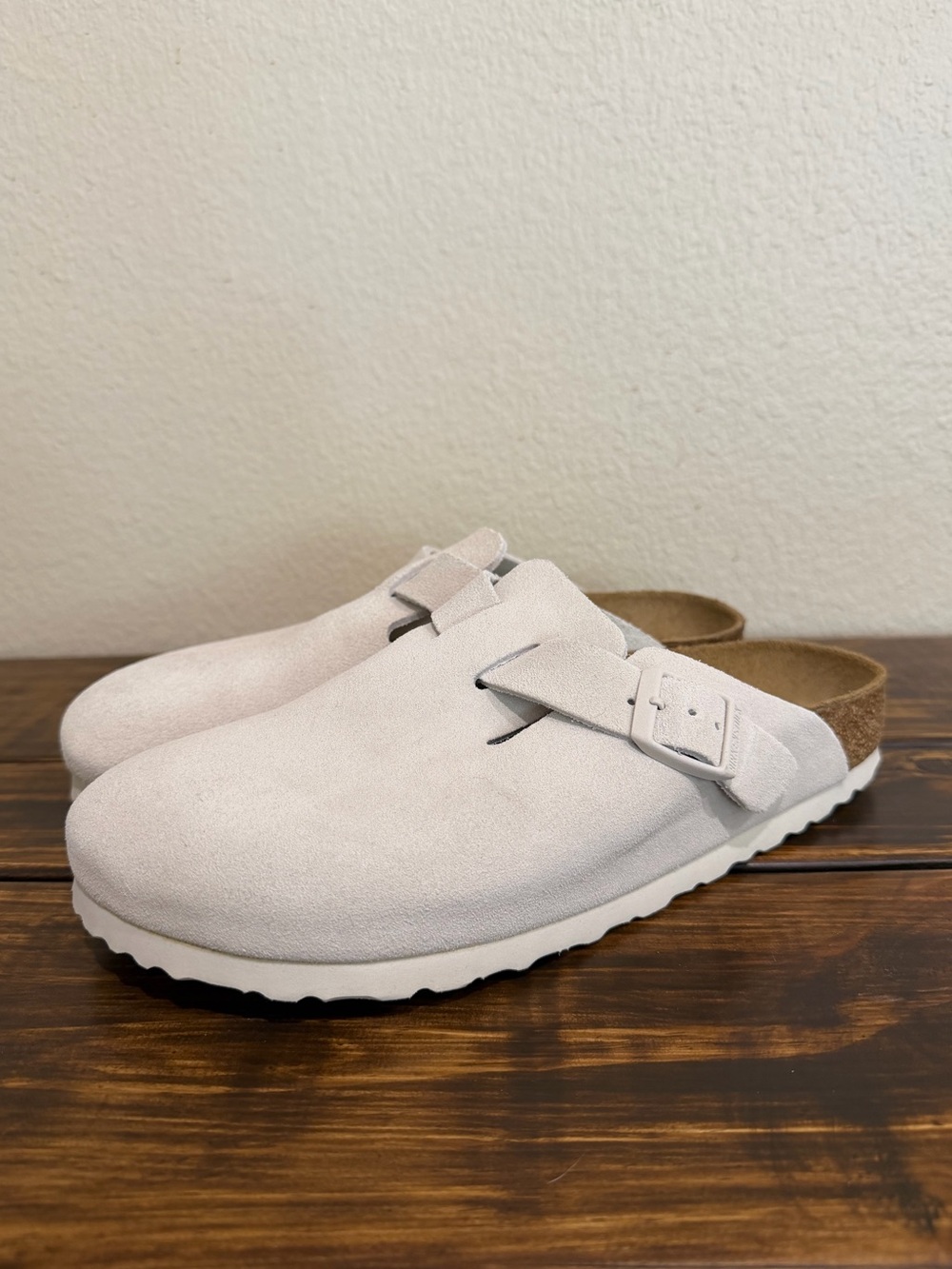 Birkenstock Boston Clog size EU 40 US 9-9.5 Oyster Suede Leather Slip On Shoes
